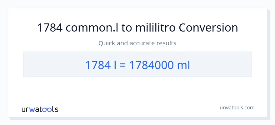 1784 Liters patungong mga mililitro na conversion