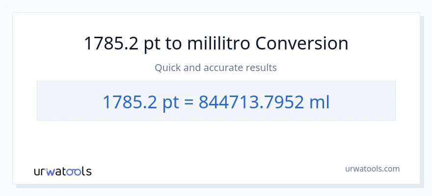 1785.2 Pints patungong mga mililitro na conversion