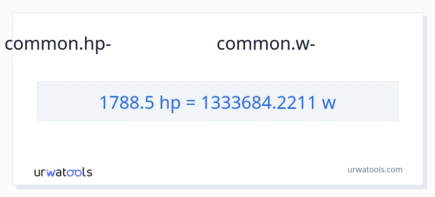 1788.5 കുതിരശക്തി ൽ നിന്ന് വാട്ട്സ് ലേക്ക് പരിവർത്തനം
