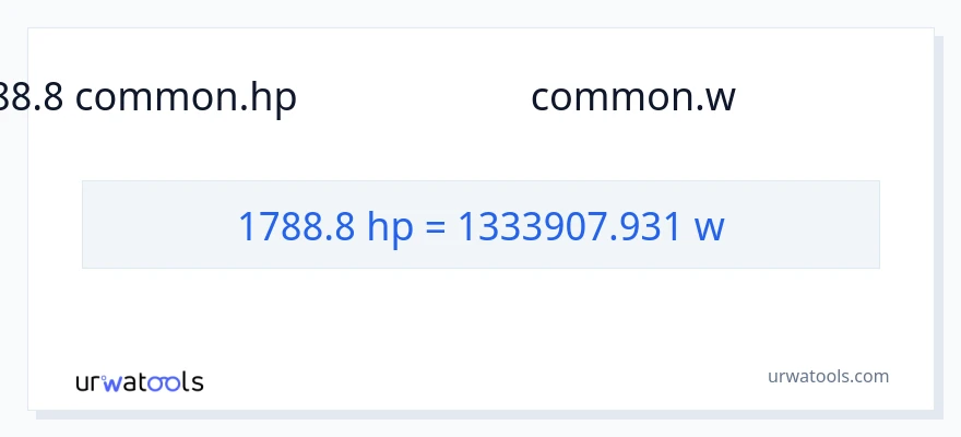 1788.8 குதிரைத்திறன் இலிருந்து வாட்ஸ் வரை மாற்றம்