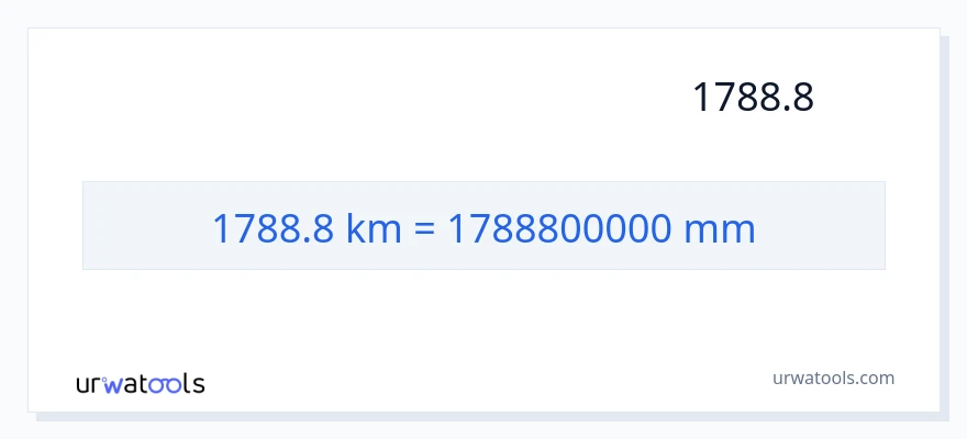 تبدیل 1788.8 کیلومتر به میلی‌متر