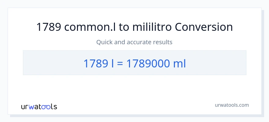 1789 Liters patungong mga mililitro na conversion