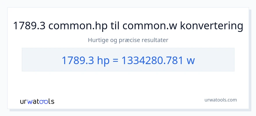 1789.3 hestekræfter til watt konvertering