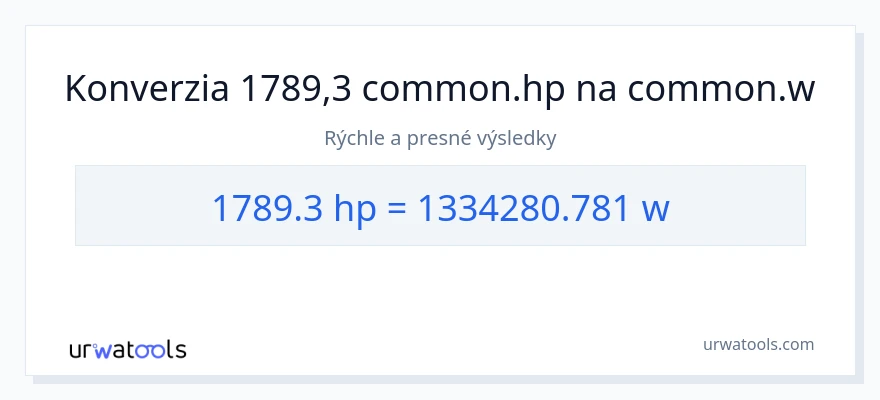 Konverzia z konská sila na watty: 1789.3