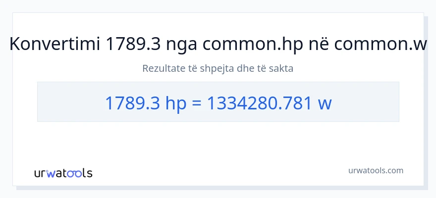 Konvertimi 1789.3 kuajfuqi në vat