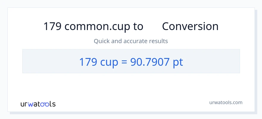 การแปลง 179 ถ้วย เป็น Pints