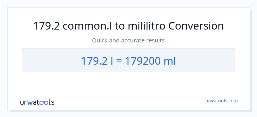 179.2 Liters patungong mga mililitro na conversion