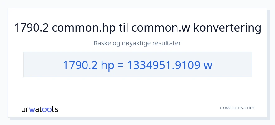 1790.2 hestekrefter til watt konvertering