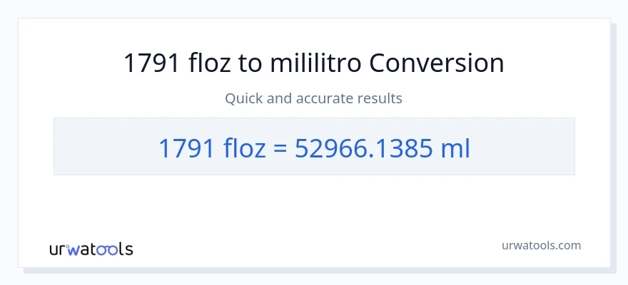 1791 mga onsa ng likido patungong mga mililitro na conversion