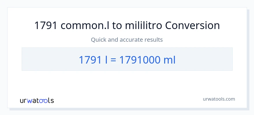 1791 Liters patungong mga mililitro na conversion