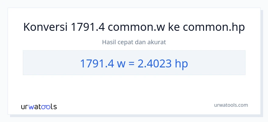 Konversi 1791.4 watt ke daya kuda