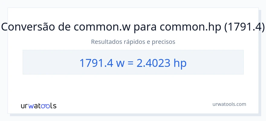 Conversão de 1791.4 watts para cavalos de potência
