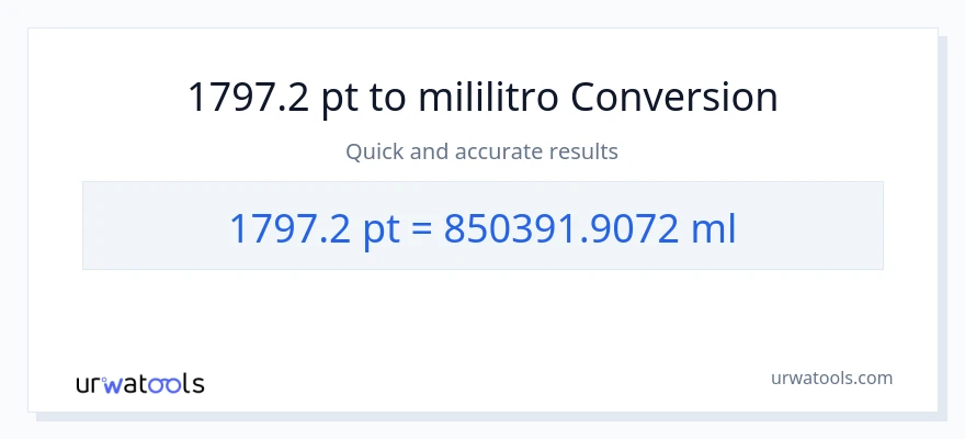 1797.2 Pints patungong mga mililitro na conversion