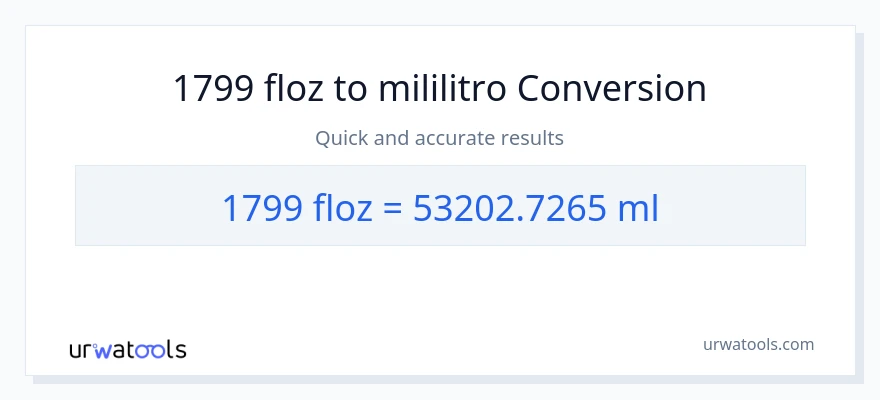 1799 mga onsa ng likido patungong mga mililitro na conversion