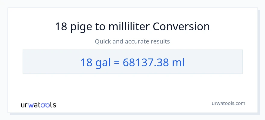 18 Galloner til milliliter konvertering