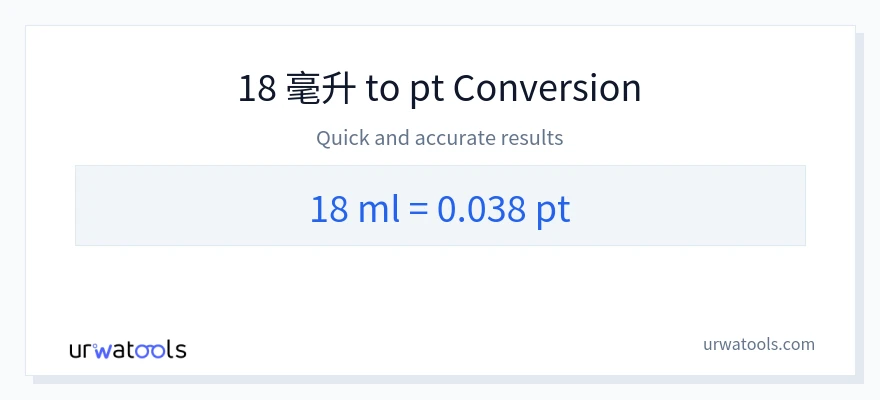 18 毫升 到 Pints 轉換