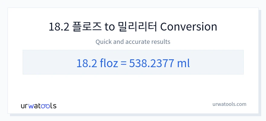 18.2 액량 온스에서 밀리리터으로의 변환