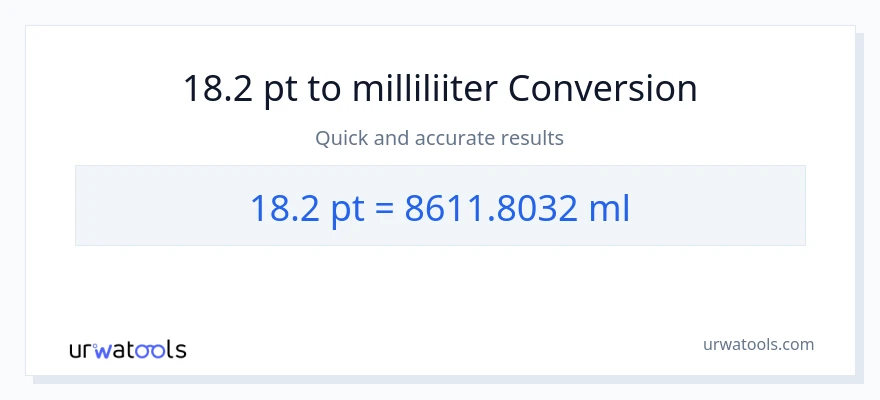 18.2 Pints konversioon milliliitrid-ks