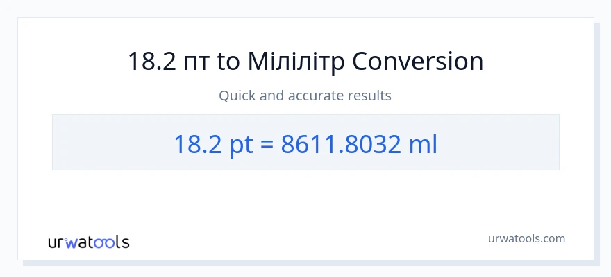 Конверсія з Pints у мілілітри: 18.2