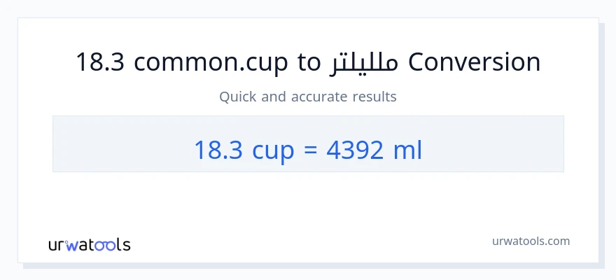 التحويل من 18.3 أكواب إلى ملليلتر
