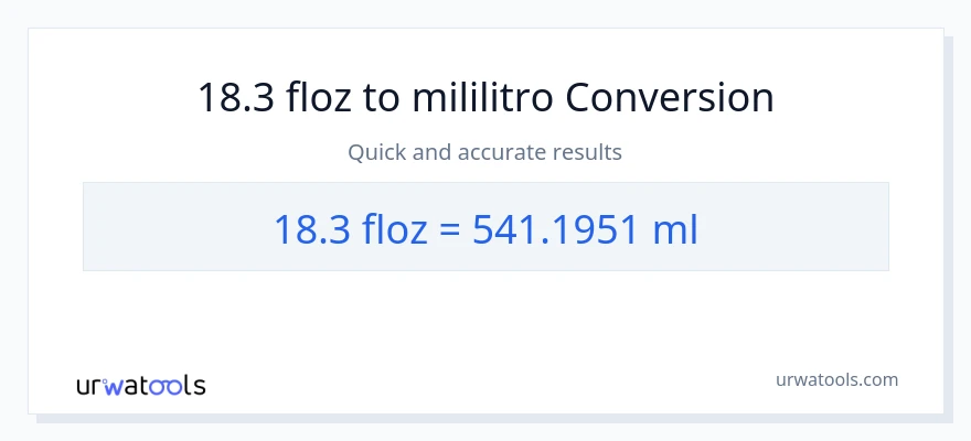 18.3 mga onsa ng likido patungong mga mililitro na conversion