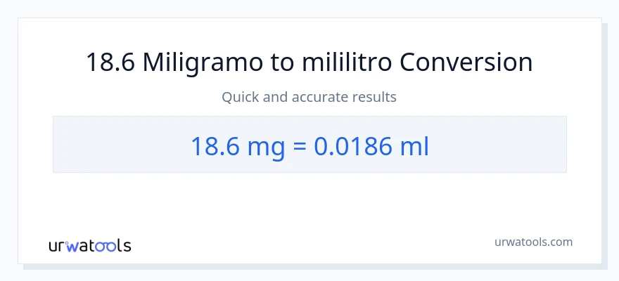 18.6 miligramo patungong mga mililitro na conversion