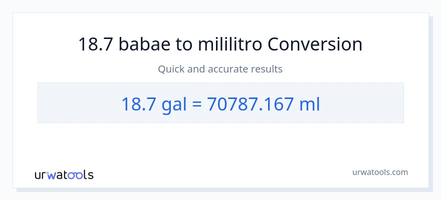 18.7 Mga galon patungong mga mililitro na conversion