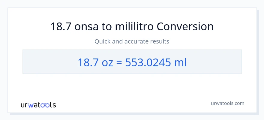 18.7 Mga onsa patungong mga mililitro na conversion