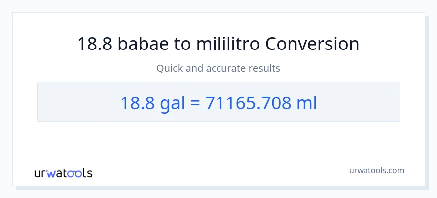 18.8 Mga galon patungong mga mililitro na conversion