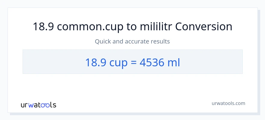 Konwersja 18.9 stan nietrzeźwy do mililitry