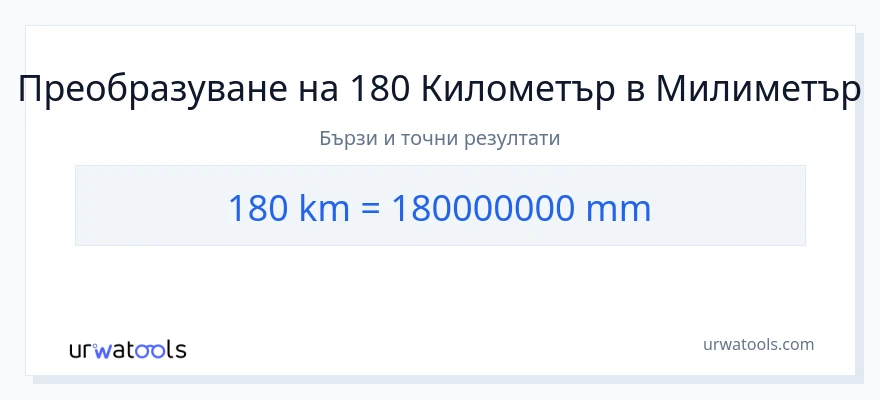 180 конверсия от километри до милиметри