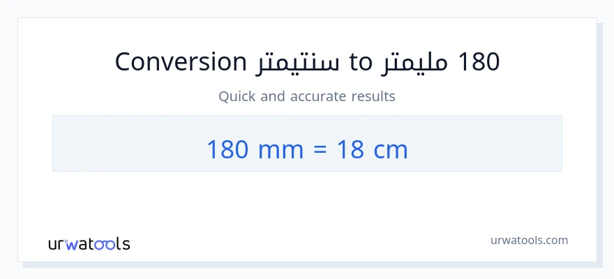 التحويل من 180 مليمترات إلى سنتيمترات