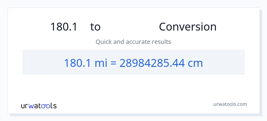 การแปลง 180.1 ไมล์ เป็น เซนติเมตร