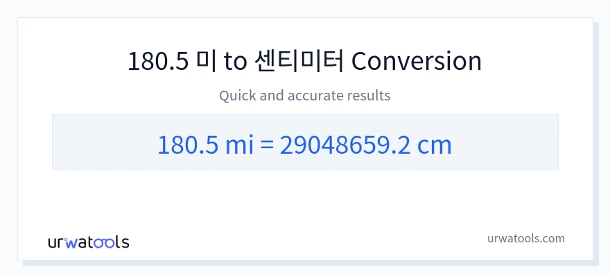 180.5 마일에서 센티미터으로의 변환
