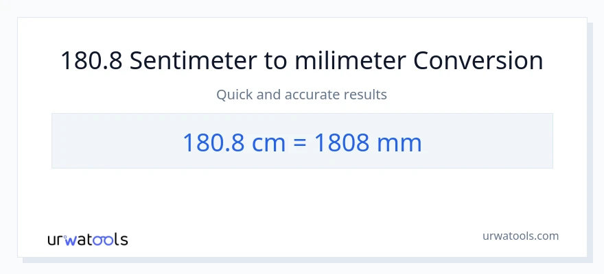 Penukaran 180.8 Sentimeter kepada milimeter