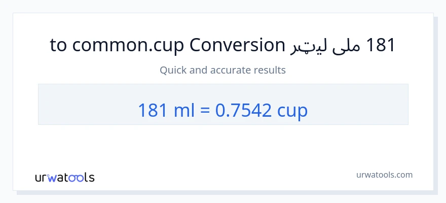 181 ملی لیټرونه ته پيالې بدلون