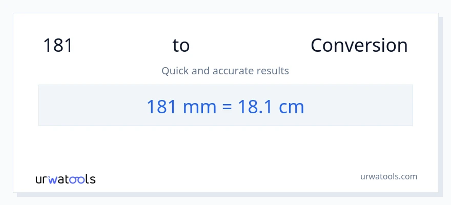 181 મિલીમીટર થી સેન્ટીમીટર રૂપાંતર