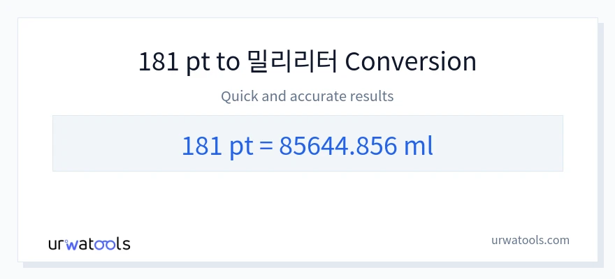 181 Pints에서 밀리리터으로의 변환