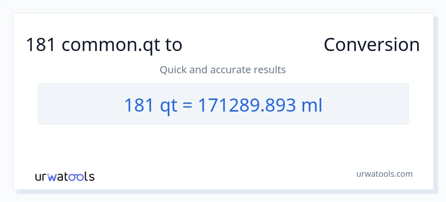 181 Quarts ൽ നിന്ന് മില്ലിലിറ്റർ ലേക്ക് പരിവർത്തനം