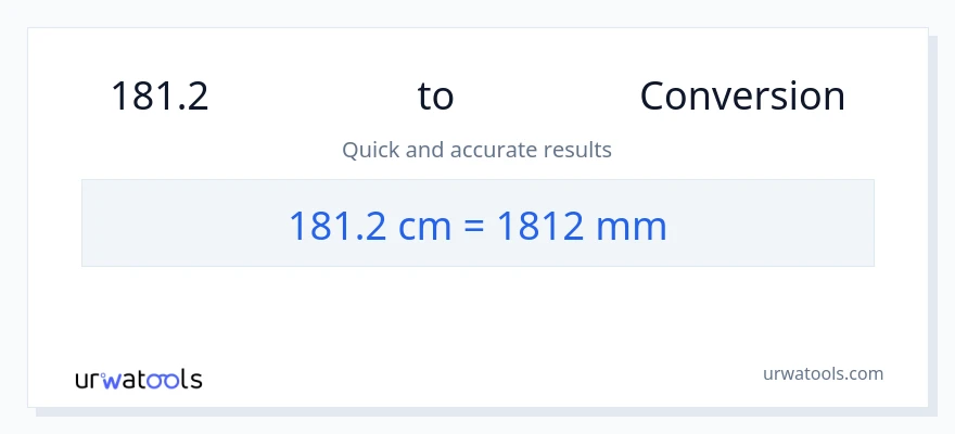 การแปลง 181.2 เซนติเมตร เป็น มิลลิเมตร