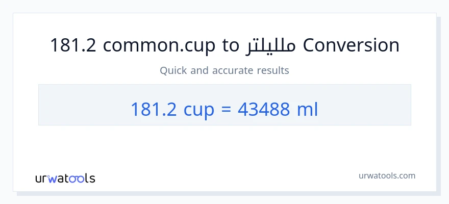 التحويل من 181.2 أكواب إلى ملليلتر