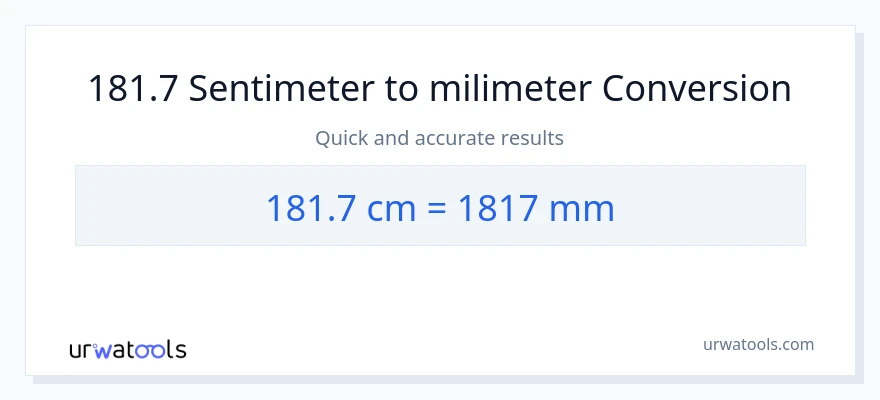 Konversi 181.7 Sentimeter ke milimeter