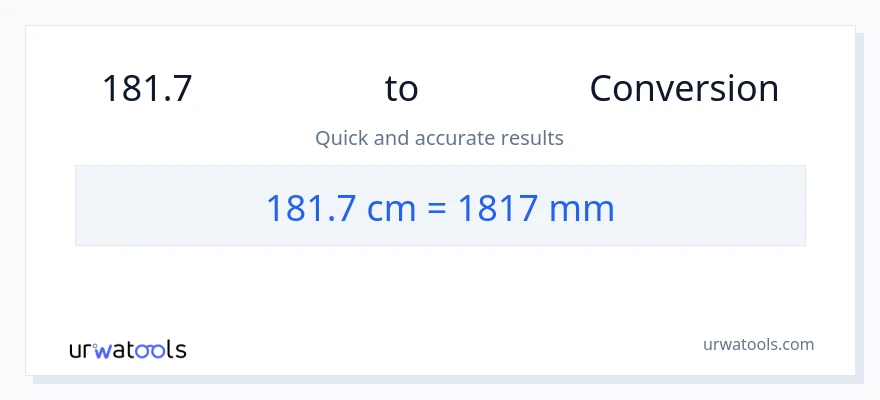 การแปลง 181.7 เซนติเมตร เป็น มิลลิเมตร
