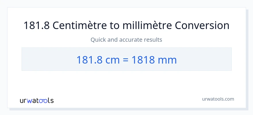 Conversion 181.8 Centimètres vers millimètres