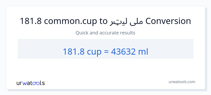 181.8 پيالې ته ملی لیټرونه بدلون