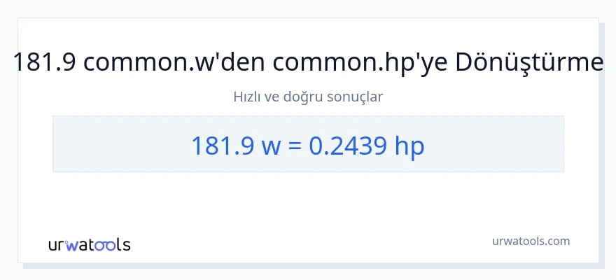 181.9 watt'den beygir gücü'e dönüşüm