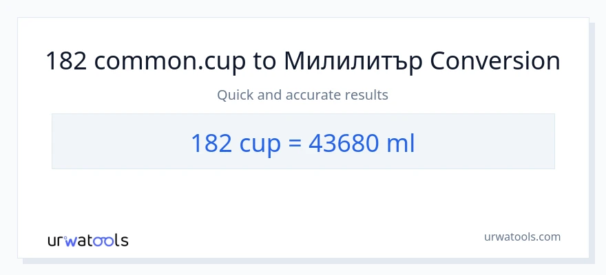 182 конверсия от чаши до милилитри