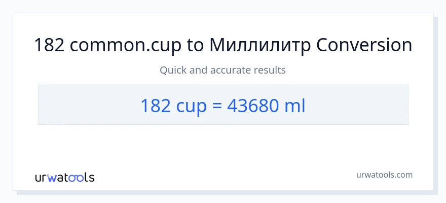 182 чөйчөктөр дан миллилитр га конверсия