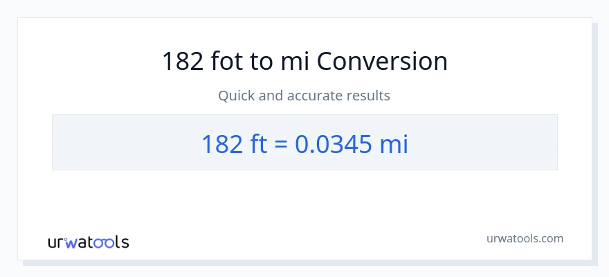 182 Føtter til miles konvertering