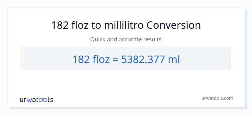 Conversione da 182 once fluide a millilitri